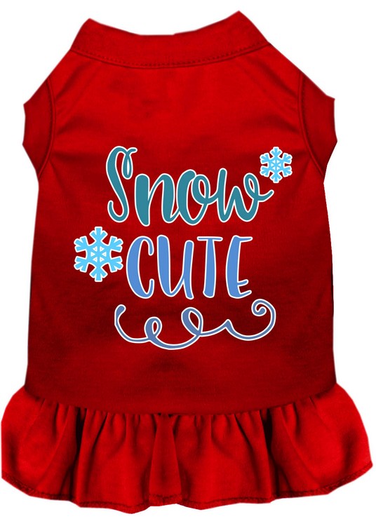 Snow Cute Screen Print Dog Dress Red XS